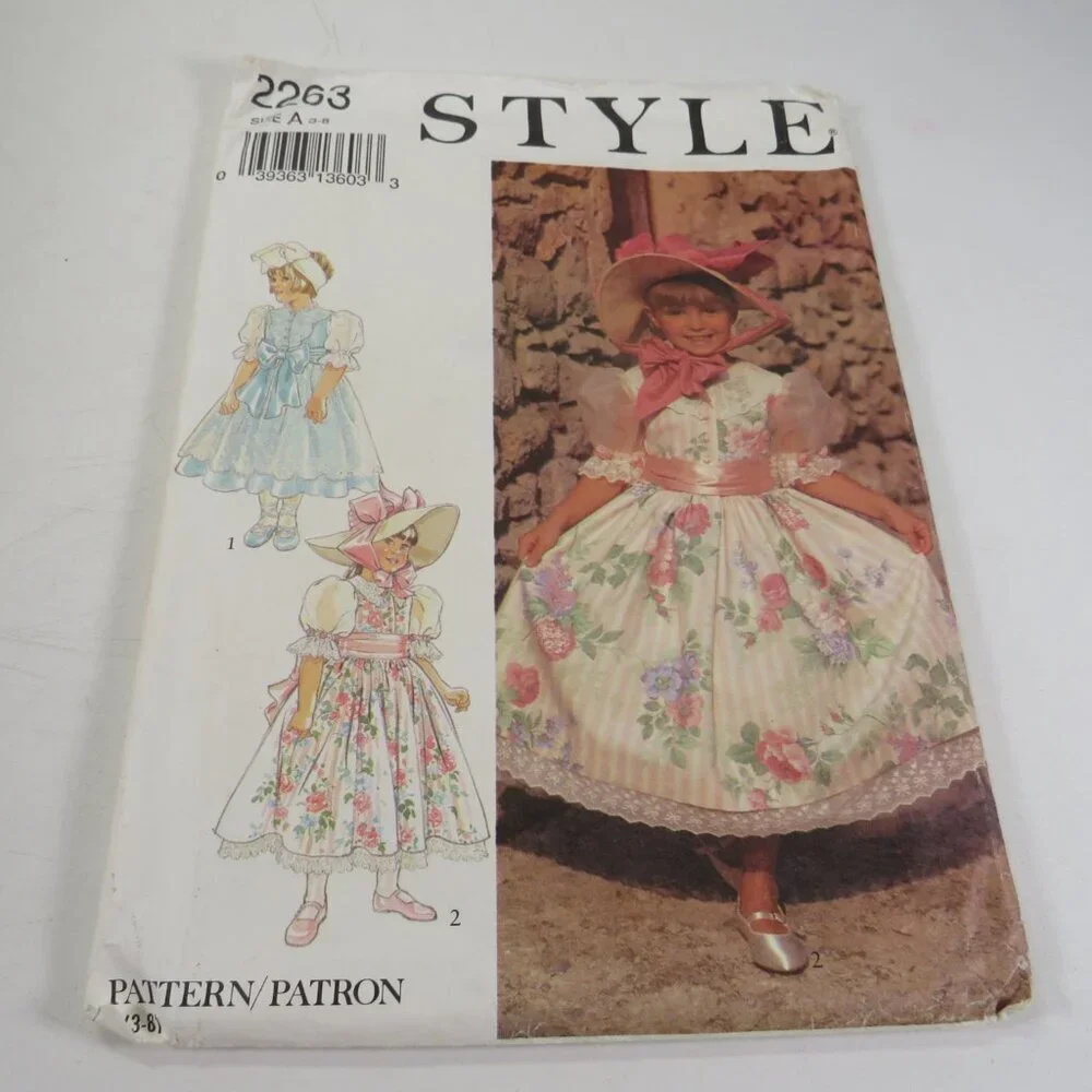 Style 2263 Clothing Pattern Child's 3-7 Full Skirt Dress (good for wedding